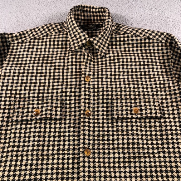RRL Ralph Lauren Shirt Mens XL Beige Houndstooth Wool Elbow Patch Made In USA - Picture 3 of 15
